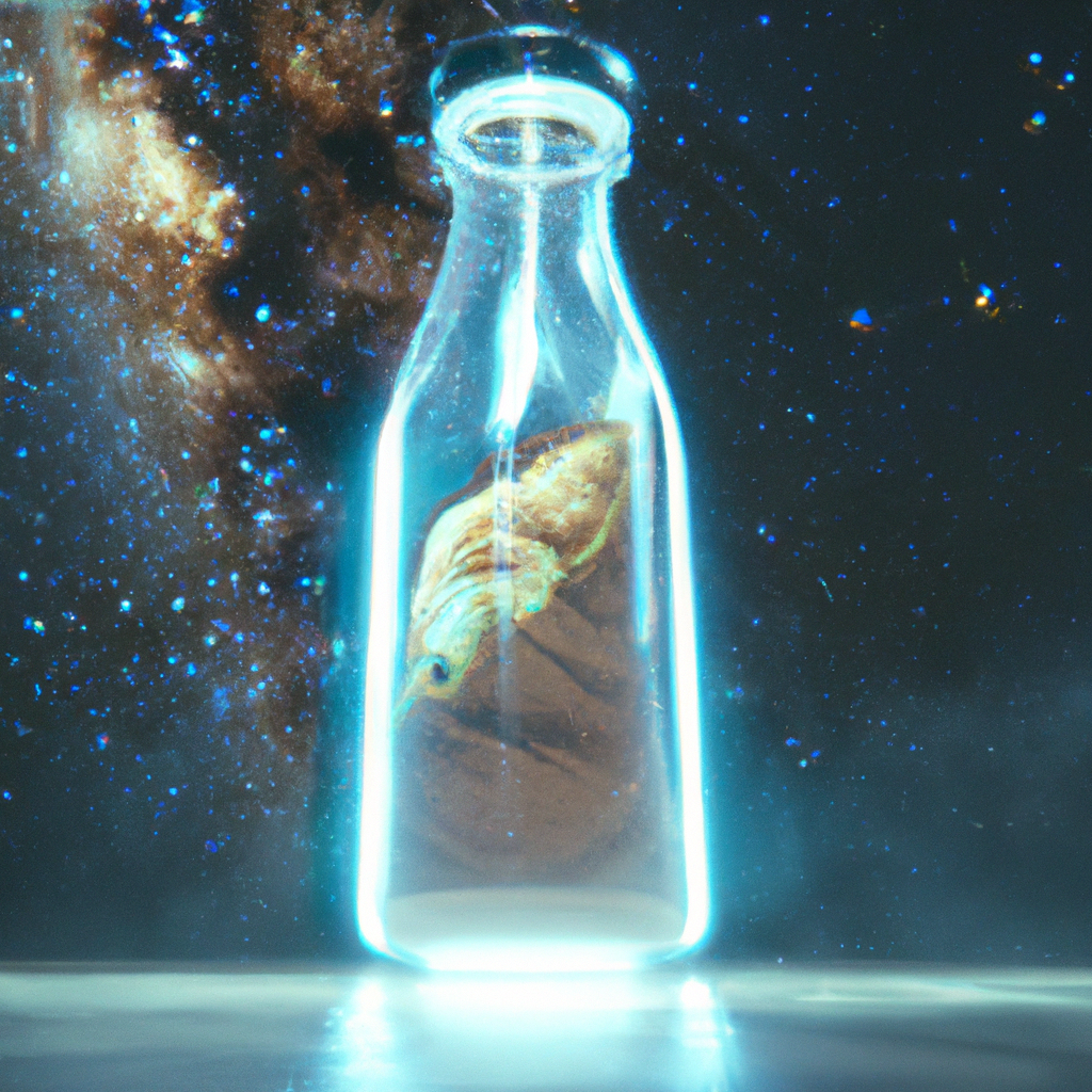 milkyway in a glass bottle, 4K, unreal engine, octane render