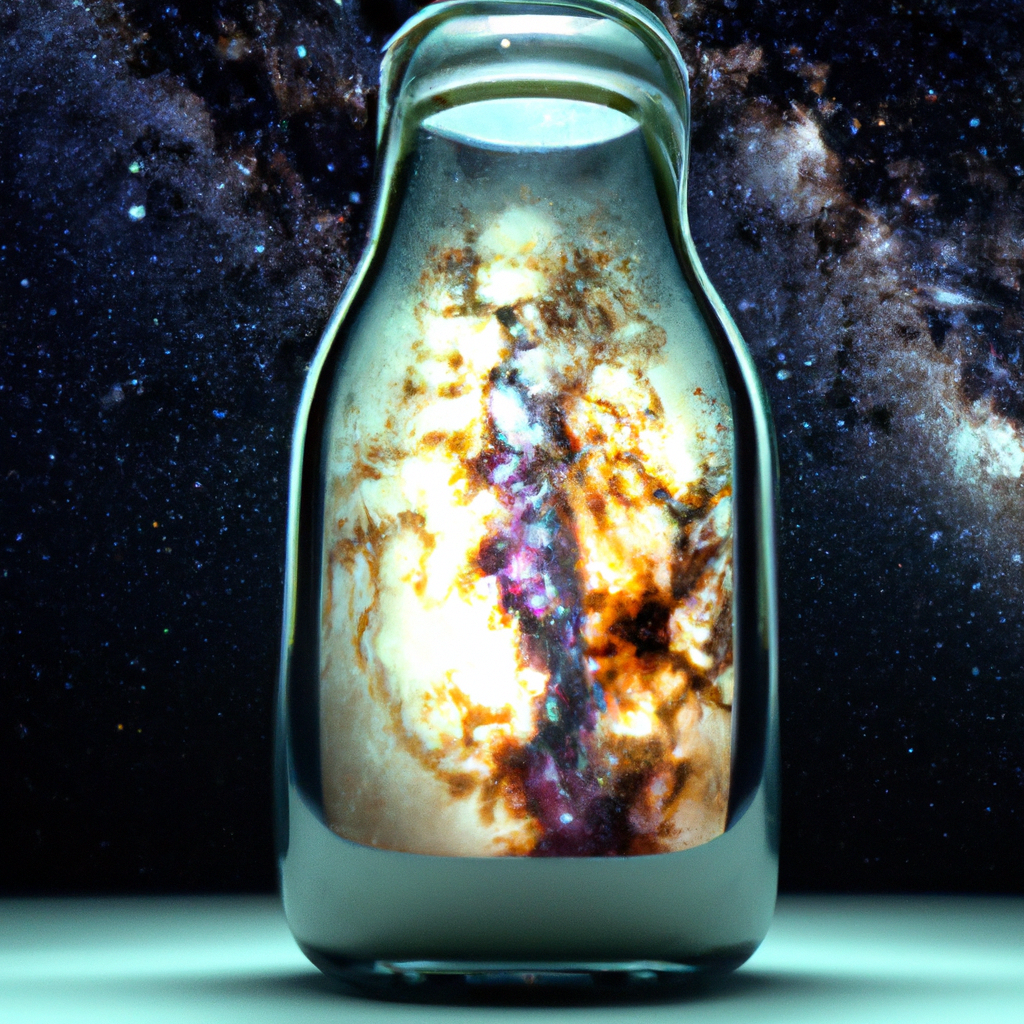 milkyway in a glass bottle, 4K, unreal engine, octane render