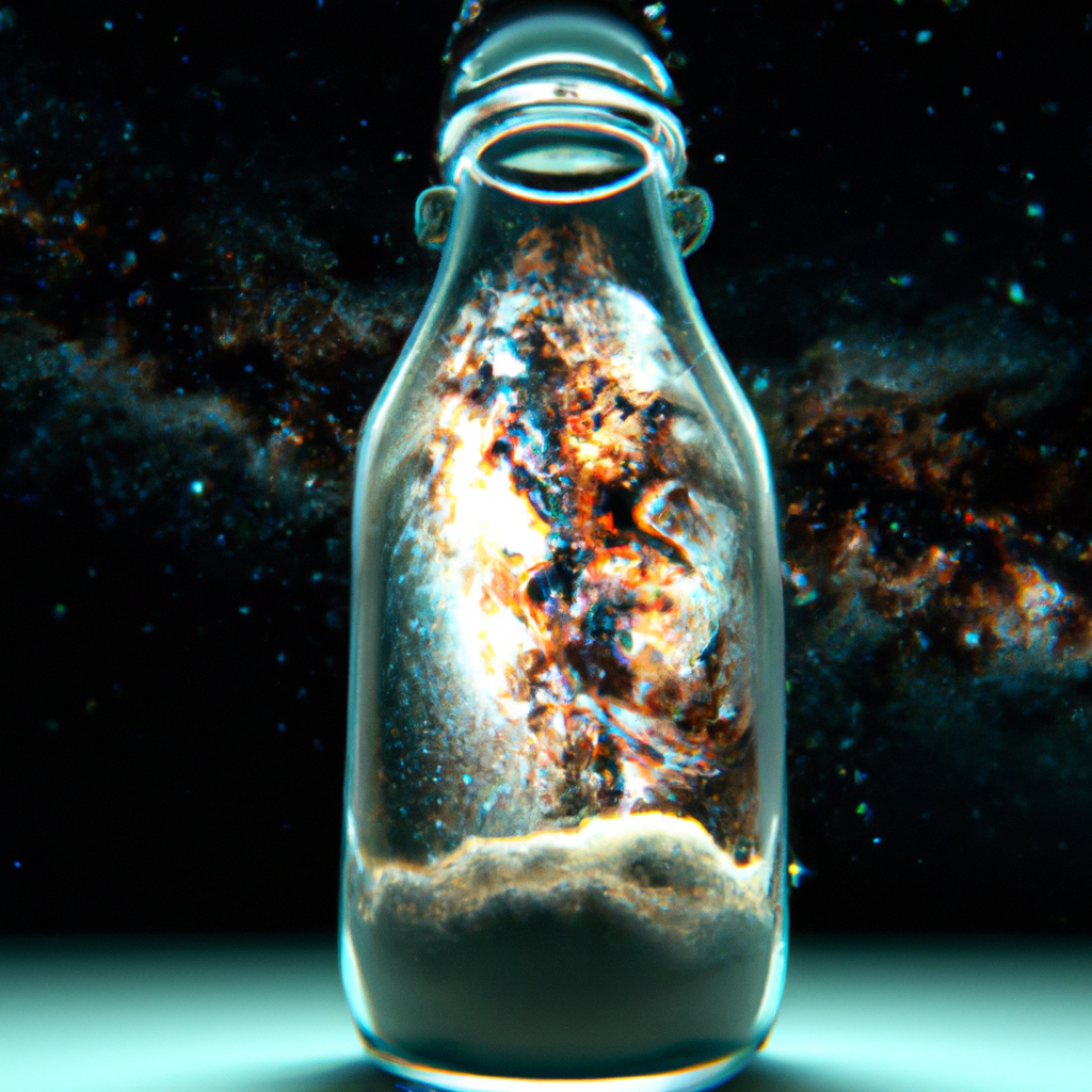 milkyway in a glass bottle, 4K, unreal engine, octane render